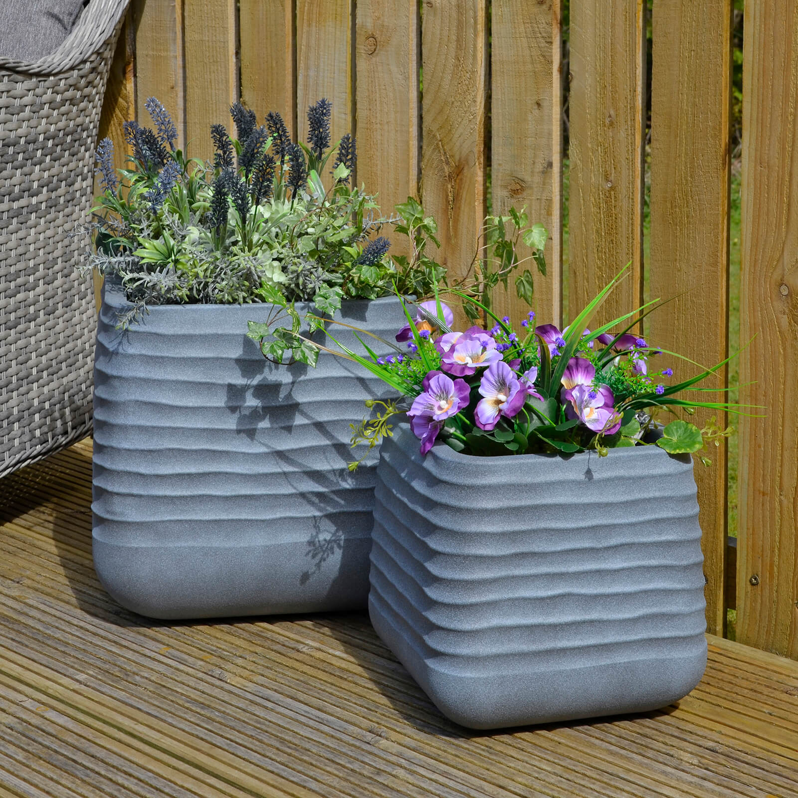 Buy Square Stone Effect Plastic Plant Pot Online | Azuma Outdoor